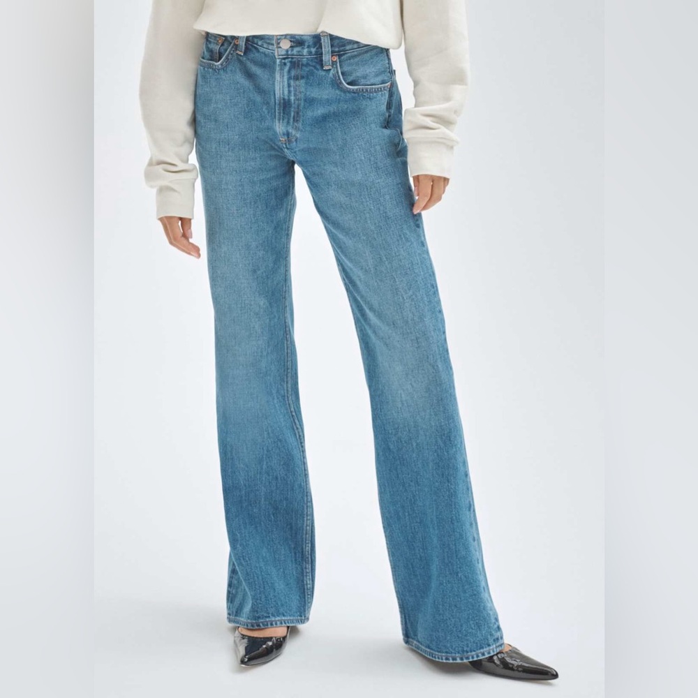 Denim Forum The Marianne Mid Rise Loose Flare 32L size 25